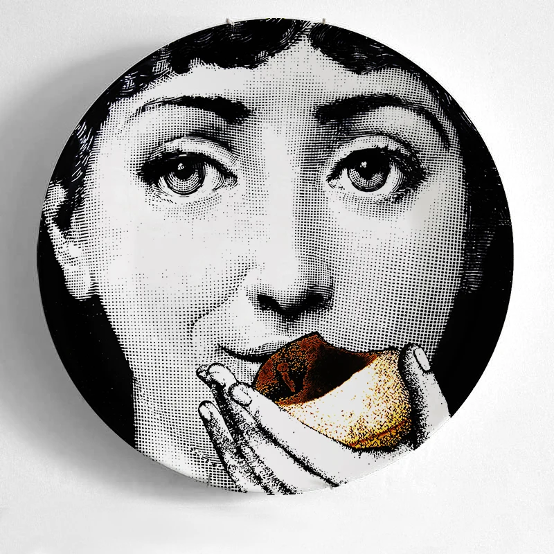 Европейский Миланский стиль Великолепные Редкие тарелки Fornasetti Lina лампочка лицо rosenthal Piero Fornasetti настенные декоративные 8 дюймов - Цвет: 11