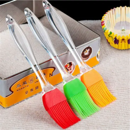 

US 1PCS Tool Butter BBQ Food Grade Pastry Oil Cream Cooking Silicone Cleaner Easily Sweep Brush Baking Silicone Brushes Tool