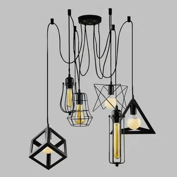 

LOFT Vintage LED indoor lamp pendant light iron metal cage Restaurant bar shop lighting decoration light fixture AC-110-265V