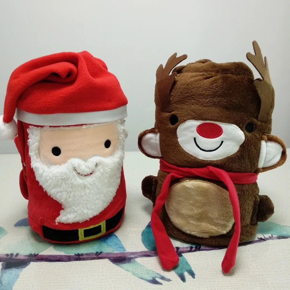 Santa deer soft throw blanket coral fleece blanket cartoon blankets for