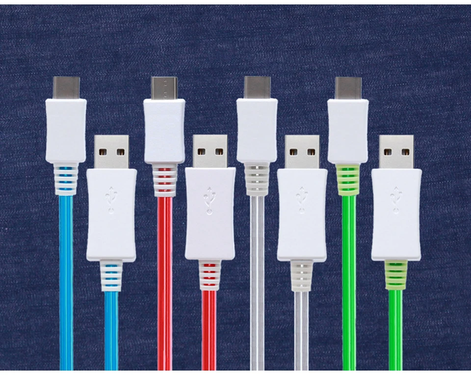 LED Lighting Micro USB Phone Cable Visible LED Flow Light Charging Data for Samsung HTC Android Phone Universal Phone Cables (5)