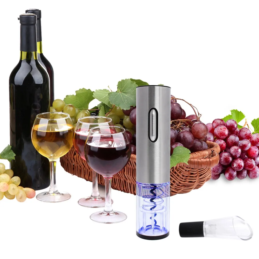 Stainless Steel Electric Bottle Opener USB Rechargeable Electric Bottle Opener Five-Piece Wine Accessories Gift Set with Foil Cutter Vacuum Stopper Wine Pourer (8)