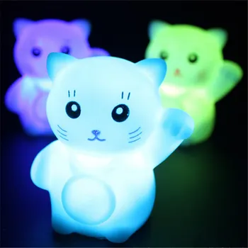 

Cat shape Night Light Magic wall lamp PVC Led Lucky Flashing Lamp Changing Colors Colorful Bedroom Holiday Home Decor Kids Gift