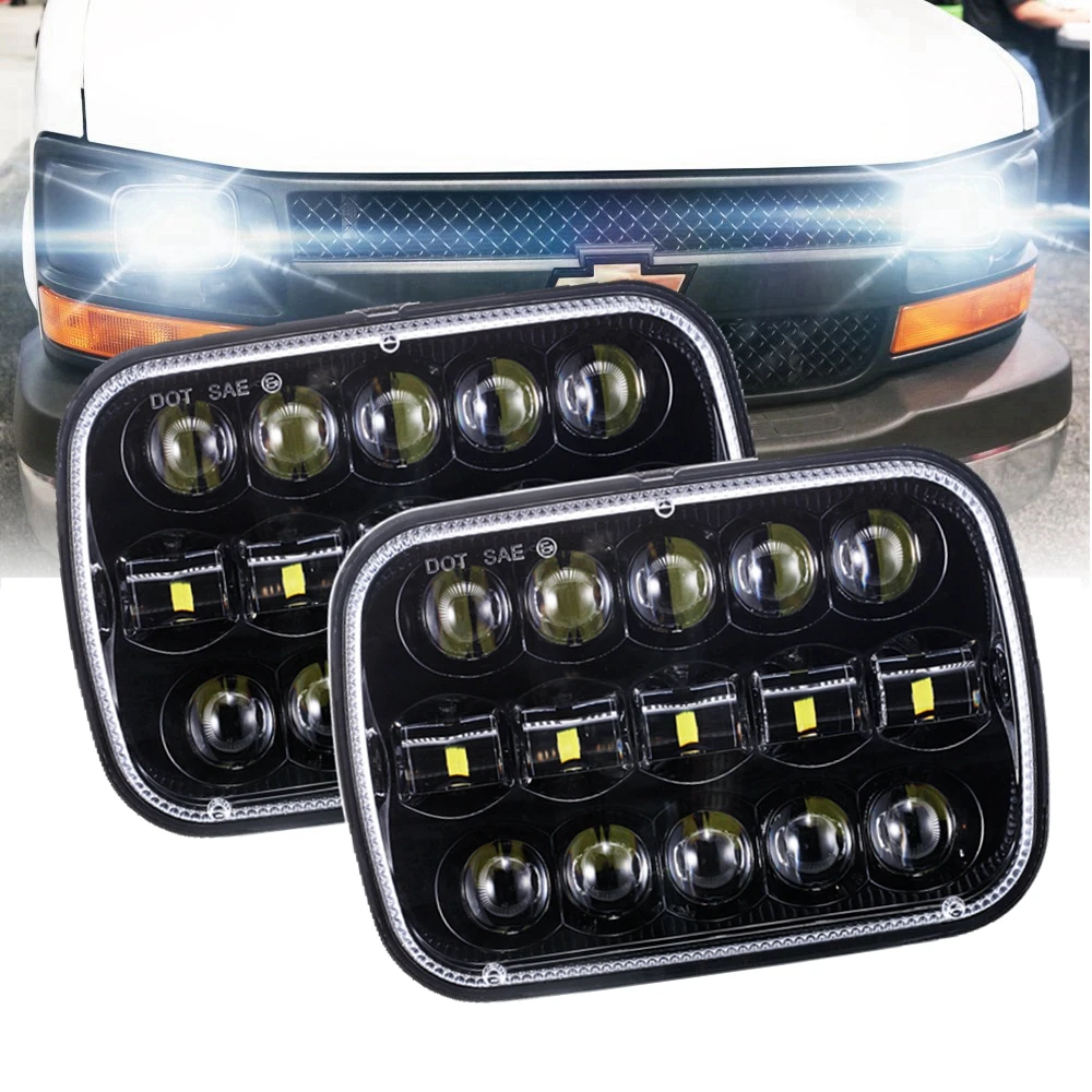 

2PCS Rectangular 5x7Inch 95W H4 LED Square Headlight For Toyota Nissan 240SX Truck 5x7" Projector Rectangular led head light