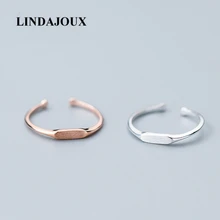 LINDAJOUX 925 пробы серебристый матовый раздел моды кольца для Для женщин свадебные Обручение кольцо серебро 925 ювелирные изделия дружбы