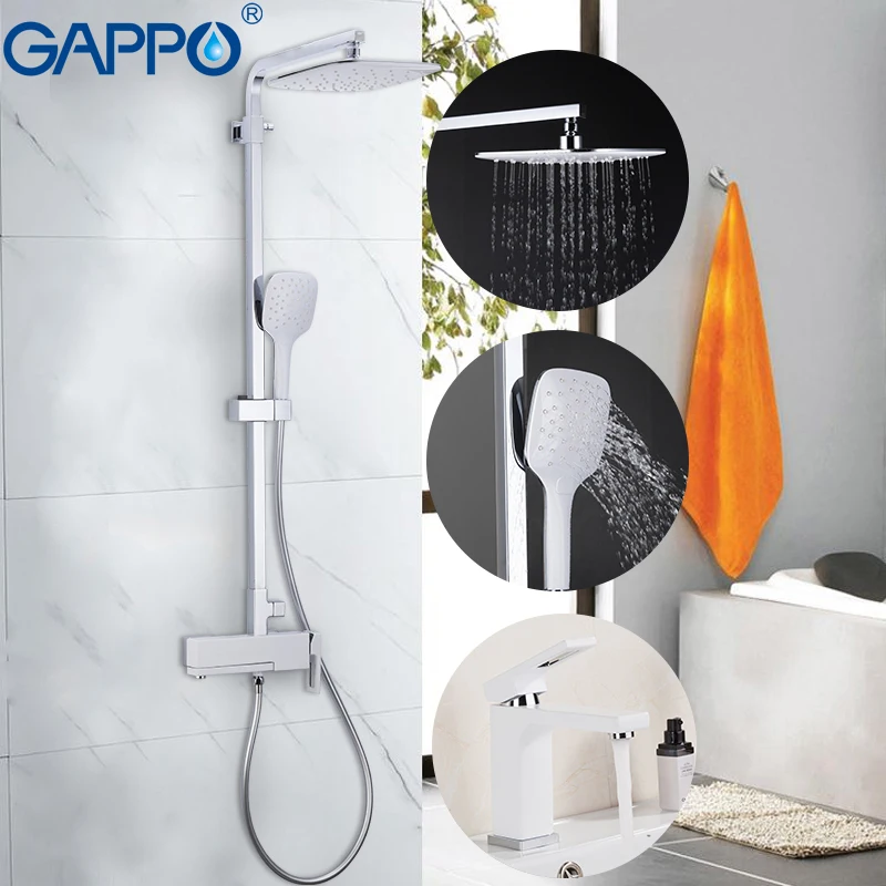 

GAPPO Shower Faucets chrome and white bath faucet mixers shower set with basin faucet brass bathroom shower set griferia