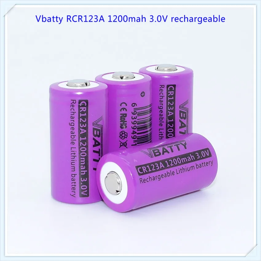 4 шт./лот, дешевая Vbatty CR123A 1200mah 3.V литий-ионная аккумуляторная батарея Vbatty163 с кнопкой сверху