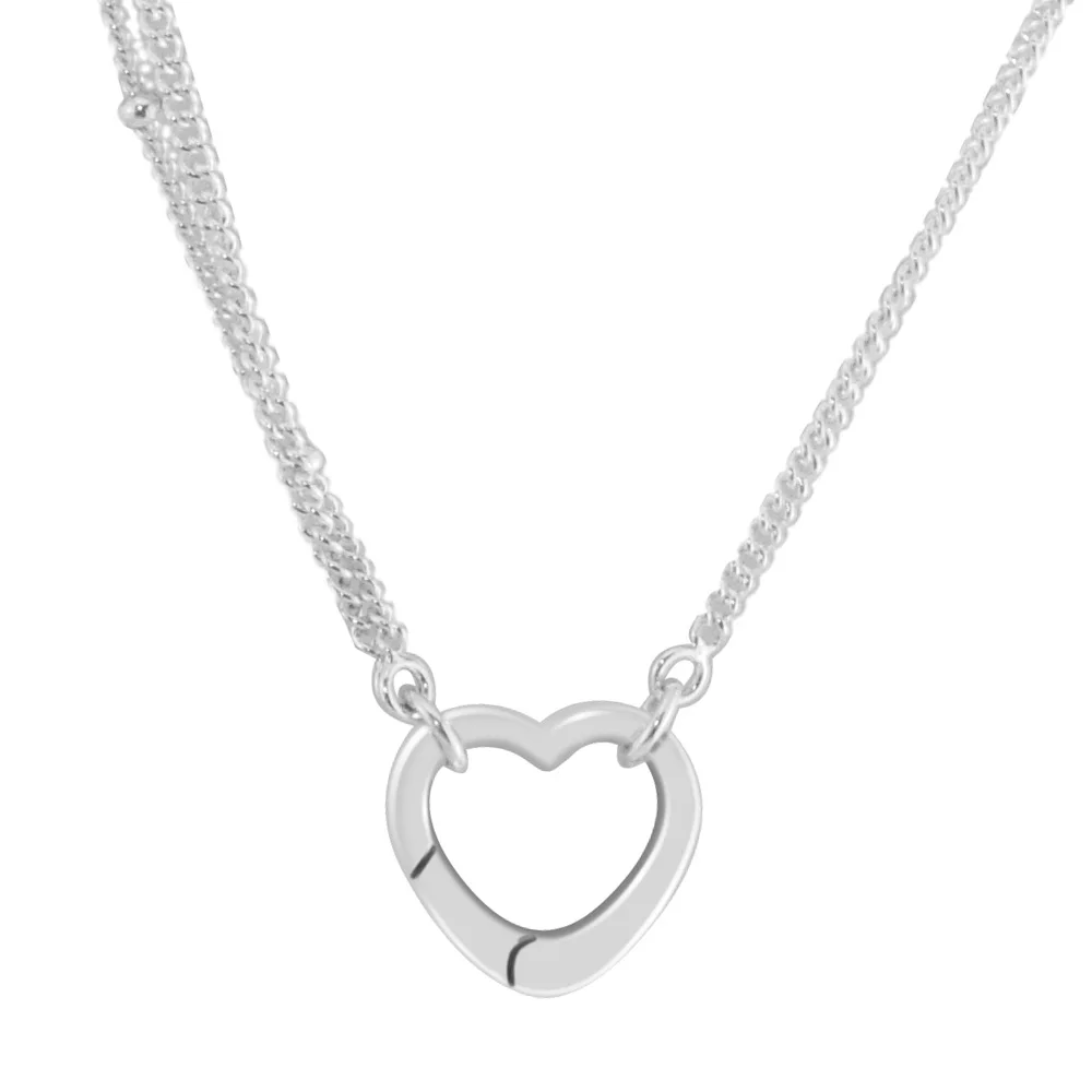 

100% 925 Sterling-Silver-Jewelry Open Heart Necklace Free Shipping