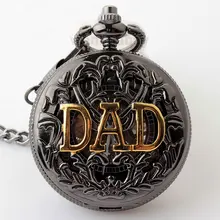 Antique DAD Collar Hollow Mecánica FOB reloj de Bolsillo Reloj de Los Hombres del Regalo del Día de Padre P289
