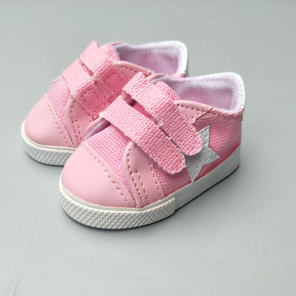 New arrival doll shoes for 18 inches American doll and 43CM doll spring canvas sport shoes HOOk&LOOP five stars Doll Accessories (10)