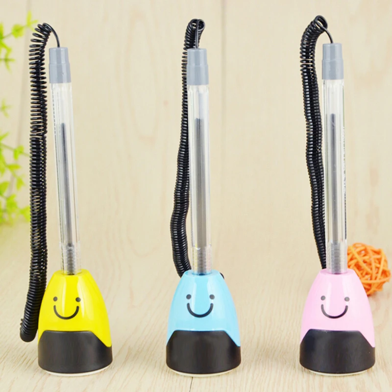 8pcs/lot Office Smile Writing Pens Bank Counter Ballpoint Pen Plastic