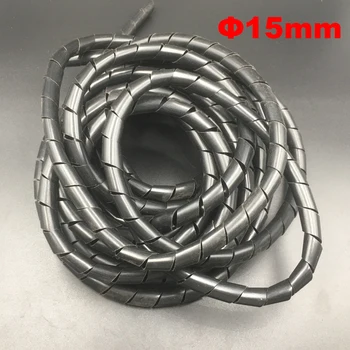 

10M 15mm Black White Flexible PE Polyethylene Desktop PC Cord Cable Wire Manage Protective Sleeve Spiral Wrapping Band Tube