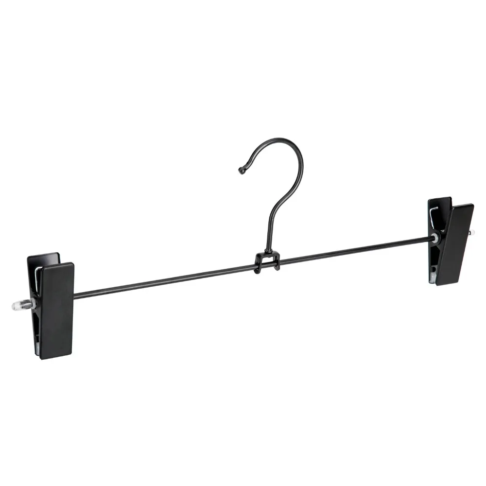 Hangerlink Matt Black Metal Heavy Duty Pants Skirt Slack Hangers, Trousers Hanger with Clips Rack Swivel Hook (12pcs/Lot)