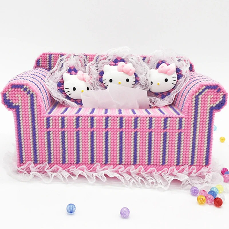 

Needlework,DIY Volume tissue boxes ,Has been cut,sofa 3D three-dimensional cross stitch ,storage box ,Kitty Storage Box NO.03