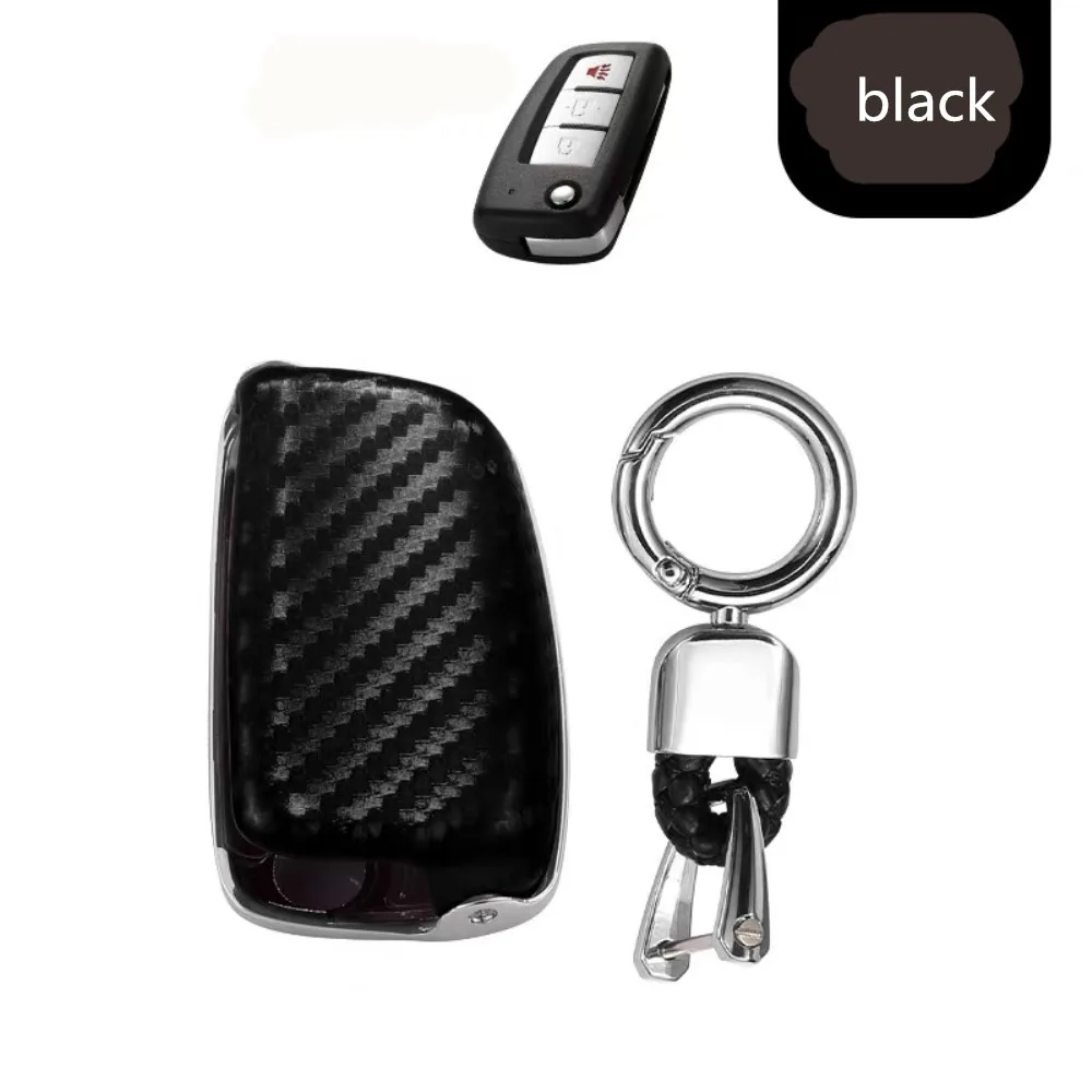 black Ключ Крышка чехла держатель чехол для ключей для Nissan Qashqai X-trail Murano Maxima Altima Juke Geniss QUEST Livina Tiida - Название цвета: black