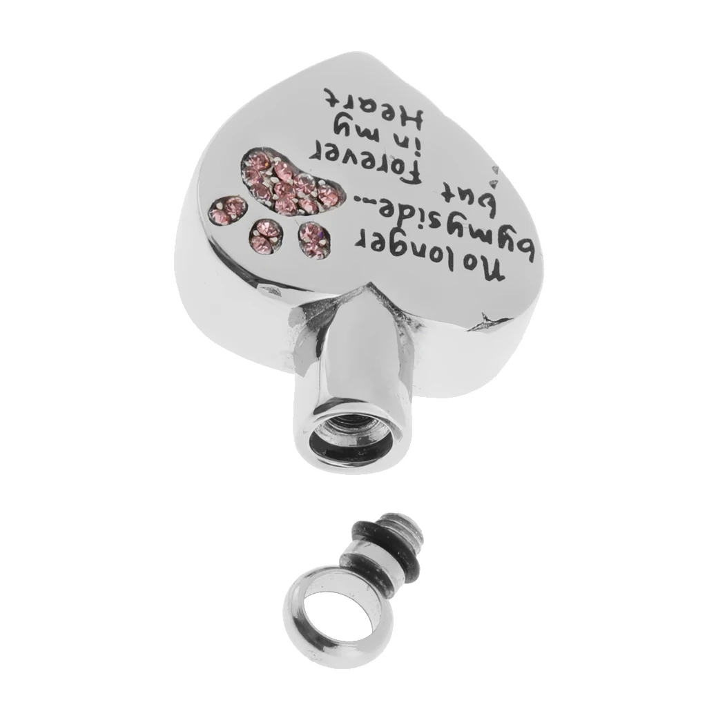 Forever in my  Heart Animal Claw Crystal Stainless Steel Urn Ash Pendant Memorial Cremation 