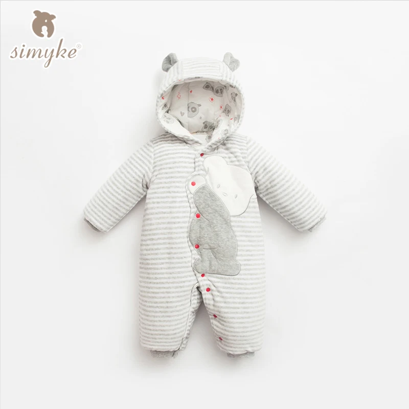 

Simyke Winter Baby Strip Rompers With Long Sleeve Toddler Boy Warm Embroidered Jumpsuit Infant Baby Girl Clothing Romper W2006