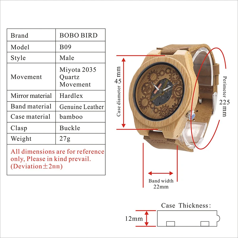BOBO BIRD WB09 открытый механизм дизайн бамбуковое дерево кварцевые часы из натуральной кожи Ремешки скелет часы в деревянной подарочной коробке OEM