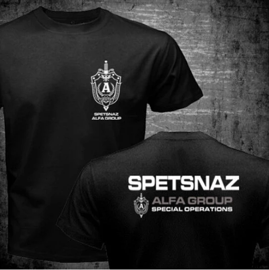 

New Russian Spetsnaz Alfa Alpha Unit Counter Terrorist Special Unit Forces T Shirt 2 Side Black O Neck Tshirt Funny Shirts Tops