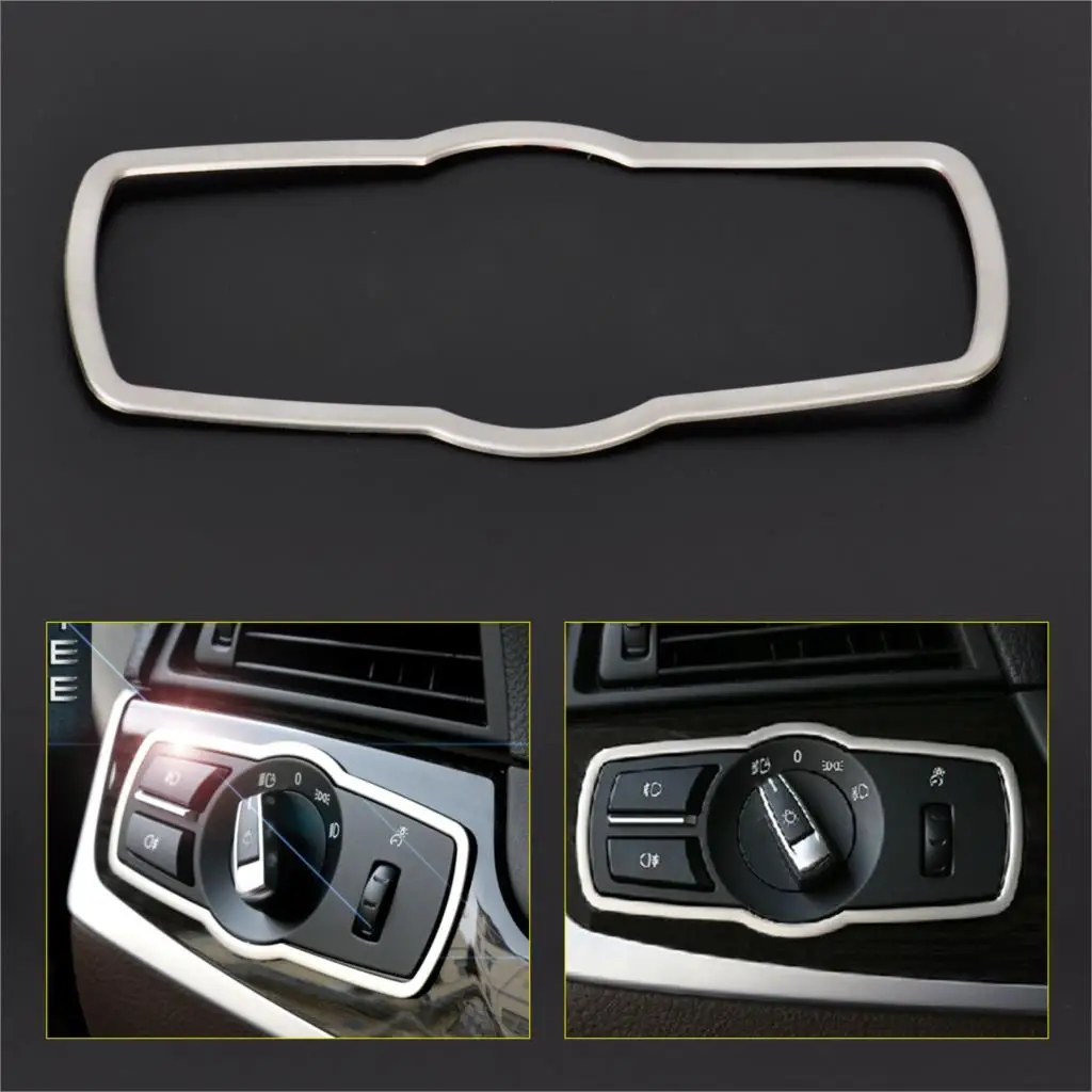 

DWCX Car Decorative Moldings Chrome Interior Headlight Switch Button Cover Trim for BMW 5 Series F10 X3 F25 X4 F26 2014 - 2016