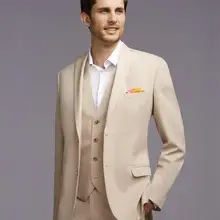 Бежевые свадебные костюмы для мужчин куртка+ брюки+ галстук+ жилет мужские смокинги свадебные смокинги Костюм жениха под заказ костюмы мужской костюм куртка брюки