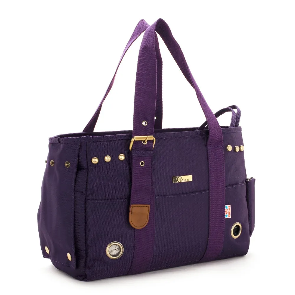 Фиолетовая нейлоновая сумка-переноска для собак с хлопковыми ремешками модная маленькая сумка для щенков