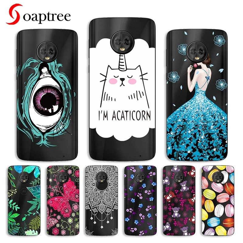 

Cute Case For Motorola Moto G5S G6 Plus Cover For Moto E5 Play E5 Plus Case Transparent Painted Case Silicone Soft TPU Etui