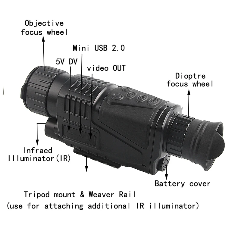 5x40 цифровой ИК ночного видения NV1000 Монокуляр делает фотографии видео DVR 200 м RL29-0003
