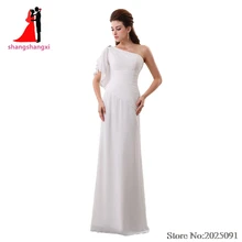 2017 New White Beach Wedding Dresses 2017 Chiffon Plus Size Bridal Gown One-shoulder Long Prom Gown