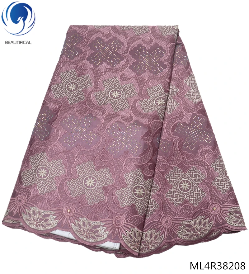 

BEAUTIFICAL swiss lace fabric high quality 2019 voile fabrics laces with rhinestones swiss lace fabrics for women 5yards ML4R382