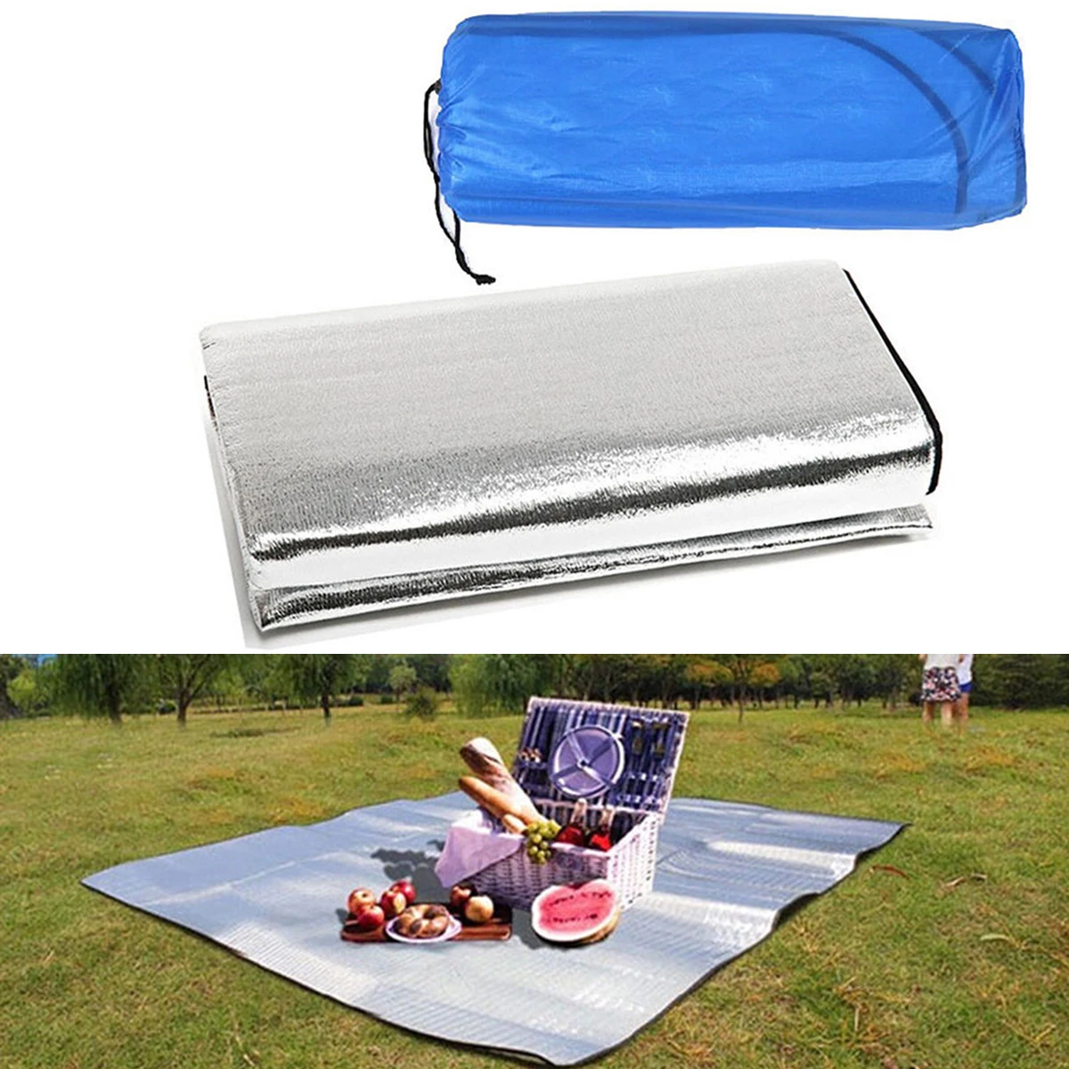 Mayitr Camping Aluminum Foil EVA Mat Outdoor Foldable Sleeping Moisture