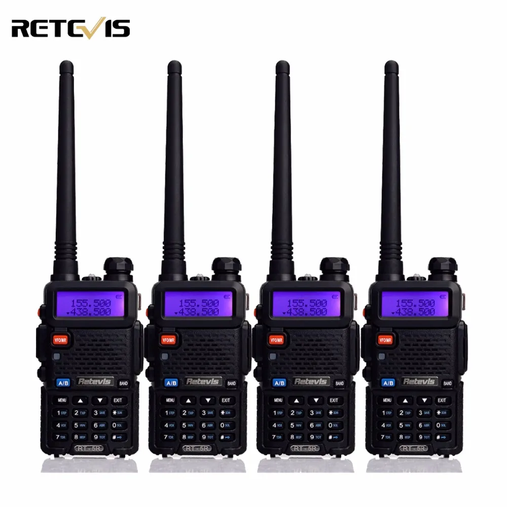 4 pcs Two Way Radio Walkie Talkie Retevis RT-5R 5W 128CH VHF UHF Dual Band FM Radio VOX Scan Portable Amateur Radio Station