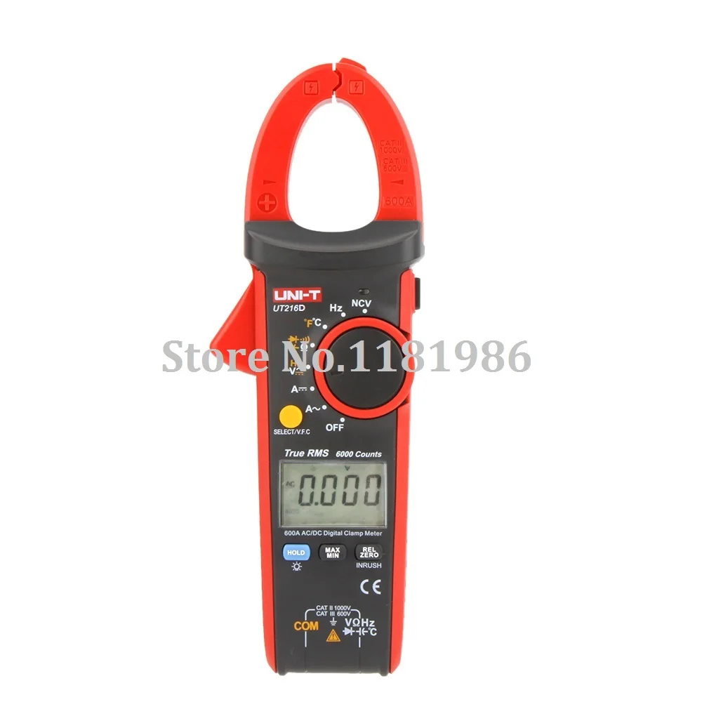 

OLED Display True RMS Inrush Digital Clamp Meter 6000 Counts AC DC V/A Capacitance Ohm Freq Temp VFC NCV Flashlight UNI-T UT216D