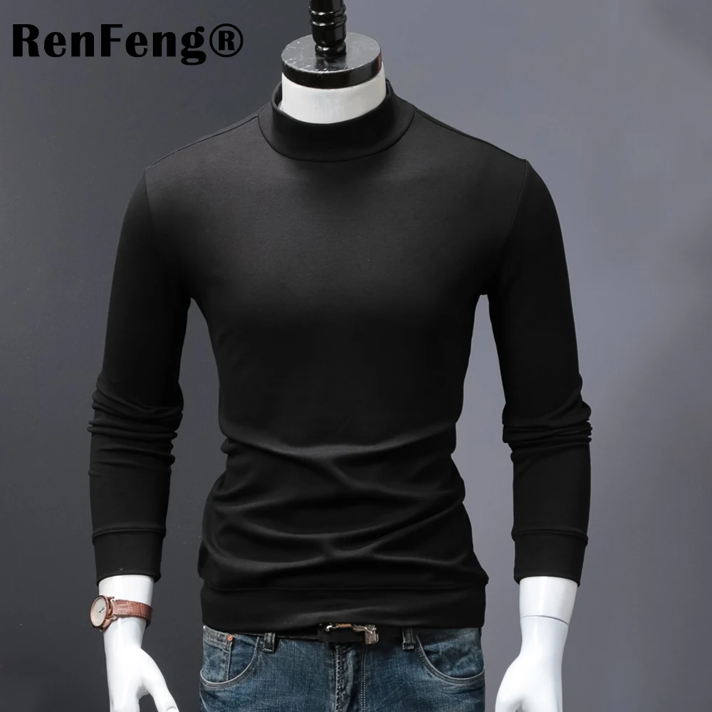 sweatshirts men t-shirt plus velvet thickening t shirt mens turtleneck winter clothes 2018 pullover male long sleeve tshirts  (3)
