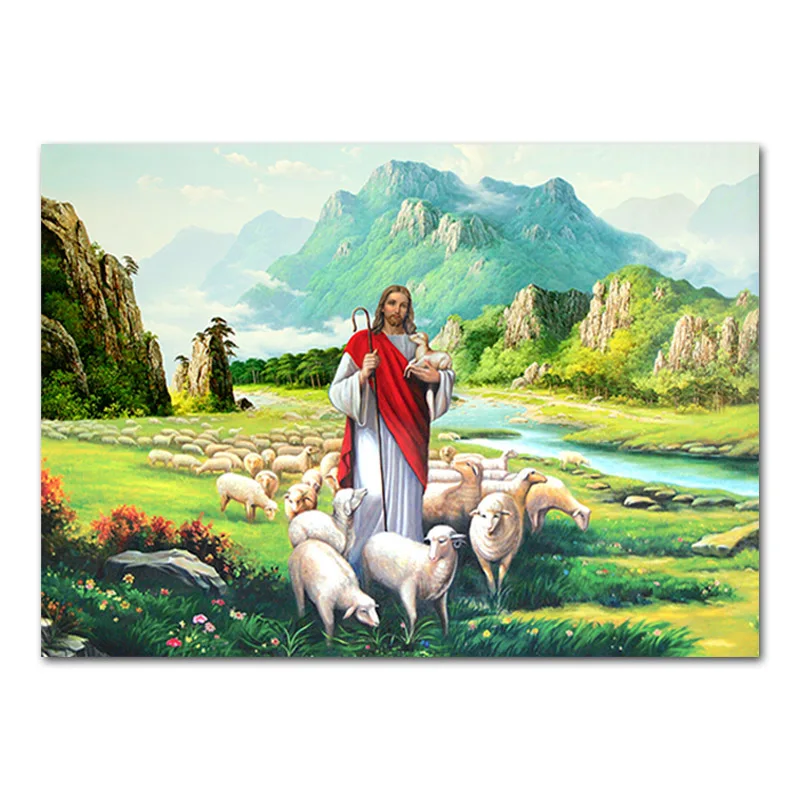 Хороший пастух, Иисус Христос, святой ягненок, печать на холсте, викторианская эпоха, красочная религиозная художественная живопись, Иисус-пастырь, плакат, наклейка - Цвет: Picture