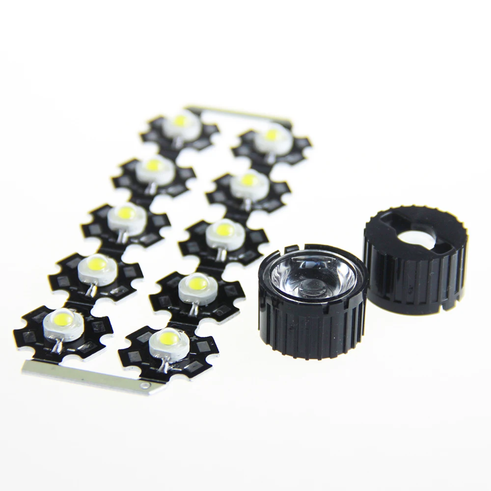 10 PCS LED 1W 3W LED Chip with LED lens High Power light emitter300mA 3