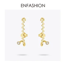 ENFASHION панк геометрические волнистые серьги-гвоздики для женщин золотого цвета минималистичные Кристальные серьги Модные ювелирные изделия Oorbellen EC191062