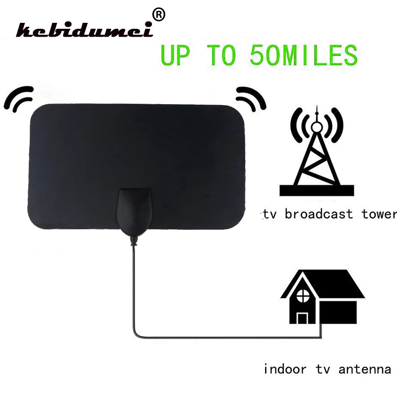 Kebidumei 4K 25db с высоким коэффициентом усиления HD ТВ антенна D коробка цифровой 50 миль