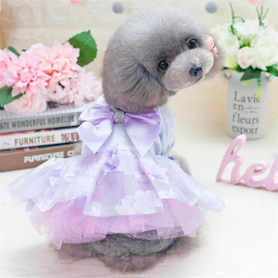 2018 New Dogs Dresses 1pc Small Dog Dress Pet Dog Bowknot Dress Pet Cat