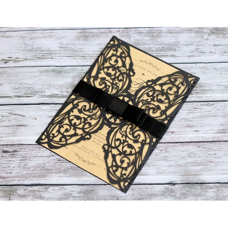  10Pcs/1Lot Wedding Invitations Card Laser Cut Lace Openwork Invitation Cards White Elegant Pattern  - 32954581760