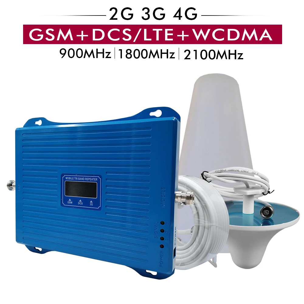 2G 3g 4G трехполосный Усилитель GSM 900 + DCS/LTE 1800 UMTS WCDMA 2100 МГц Мобильный повторитель