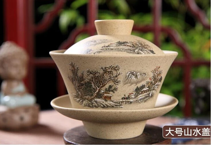 120 мл Чайная Посуда античная грубая керамика ручная роспись Gaiwan, чайная чашка керамическая чашка чайный набор кунг-фу чаша китайский чай мастер чашка супница