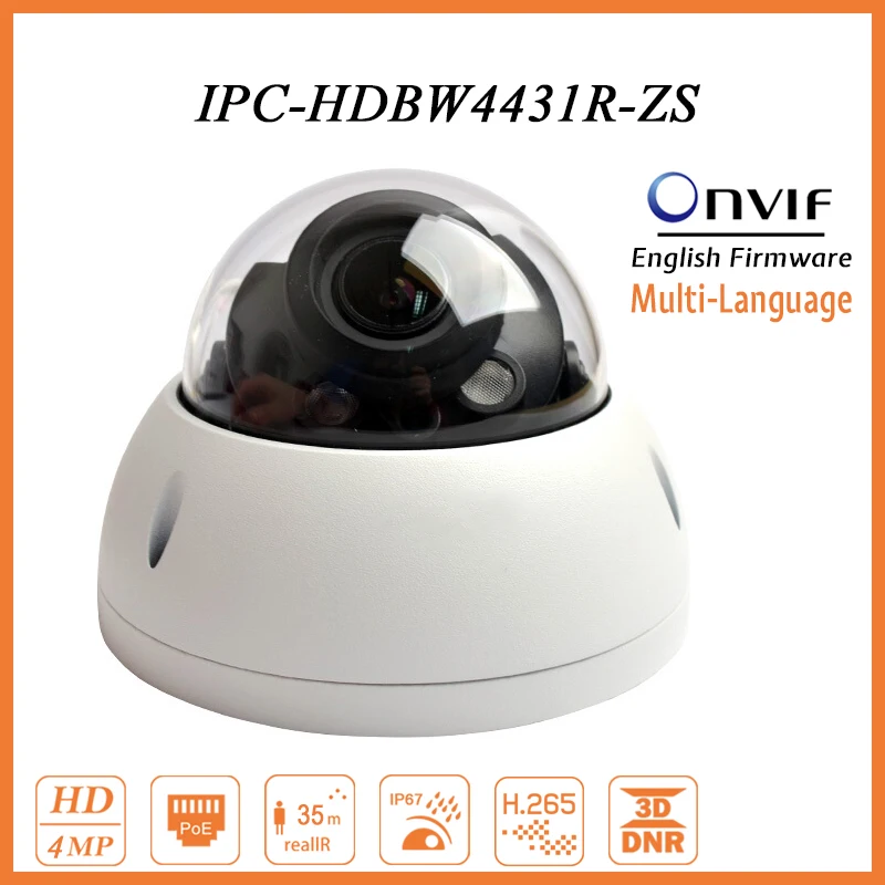 

Dome CCTV Camera IPC-HDW4431R-ZS 4MP Small Security Cameras Motorized Varifocal Lens 3D DNR IP67