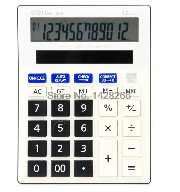 Deli Dual Power Supply font b Calculator b font 1280a Solar Panel 12 Digits Large LCD