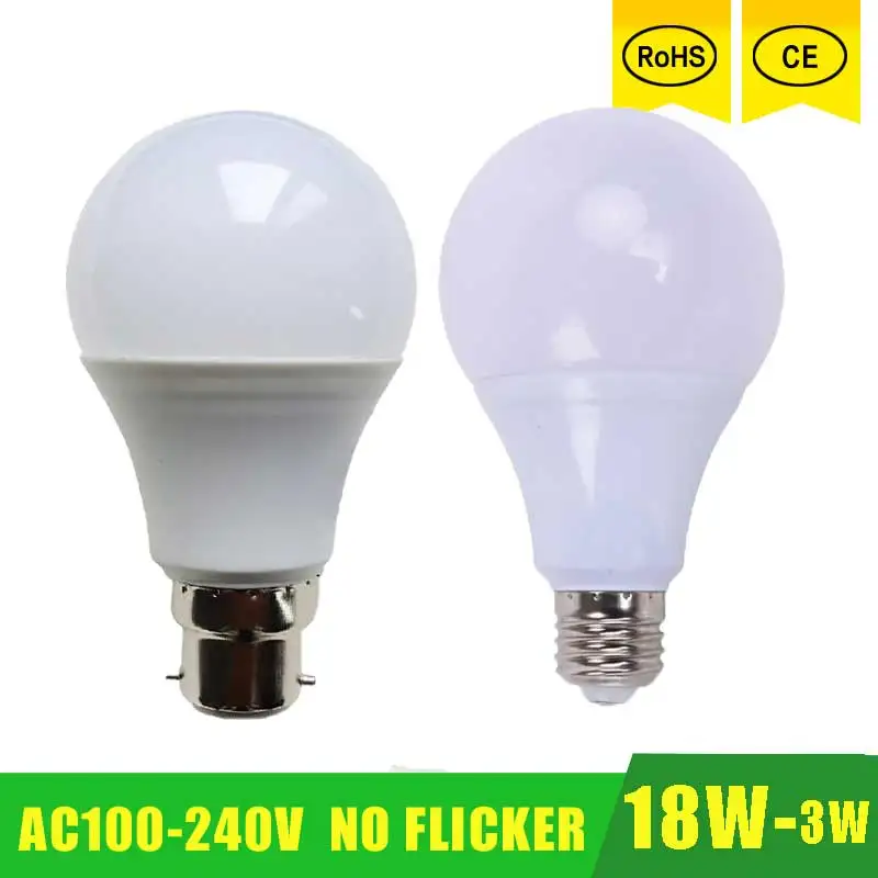 High Power E27 B22 LED Lamp Bulb Light Spotlight Led Light Bulb Lampada Led E27 Lamparas 18W 15w 12w 9w 100-240v LED Bombillas
