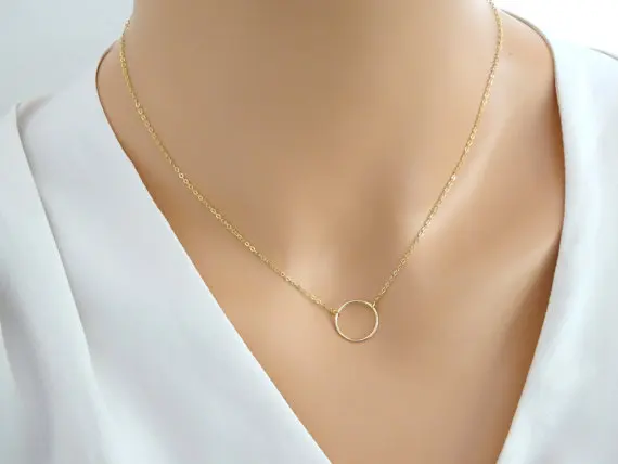 100% 925 пробы Серебряное простое изящное колье с высокой полировкой|circle necklace|925 sterling