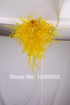 Online Free Shipping Yellow Modern Chrome Blown Glass Decorative Chandelier