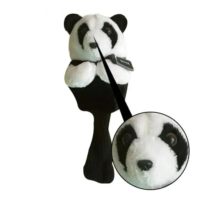 Universal Elastic Cute Cartoon Panda Shape Soft Anti-dust Golf Club Driver Head Cover Long Neck Wood Clubs Head Covers