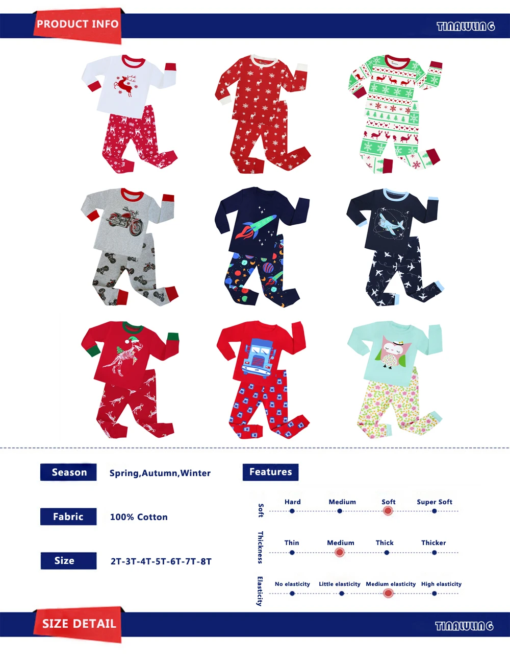 New Merry Christmas Pajamas Sets For Girls Boys Children Red Sleepwear For Christmas Deer Printing Nightwear Pijamas