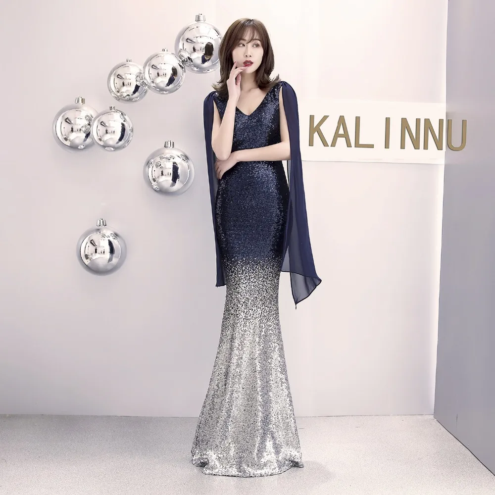 wei yin Navy Blue Evening Dress Long Sparkle 2019 New V-Neck Women Elegant Sequin Mermaid Maxi Evening Party Gown Dress WY1627 wei yin Navy Blue Evening Dress Long Sparkle 2019 New V-Neck Women Elegant Sequin Mermaid Maxi Evening Party Gown Dress WY1627